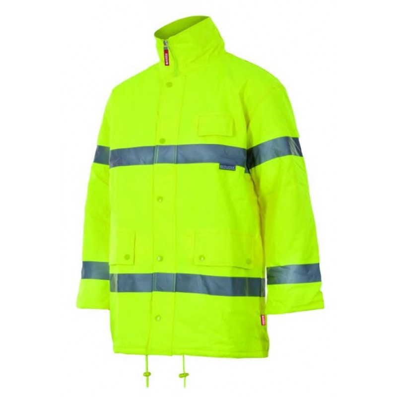 Spāņu firmas Velilla atstarojoša ziemas jaka/parka dzeltena 165, L izmērs