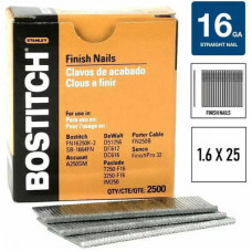 Bostitch 16GA  naglas ar gremdgalvu 25 mm, galvanizētas, 5M