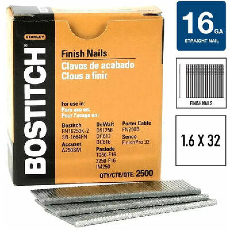 Bostitch 16GA  naglas ar gremdgalvu 32 mm, galvanizētas, 2,5M