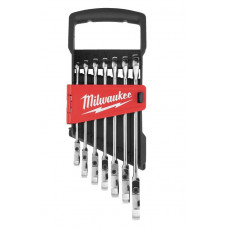 MILWAUKEE® 7-daļīgs MAX BITE™ kombinēto uzgriežņu atslēgu ar lokano galvu un sprūdratu komplekts
