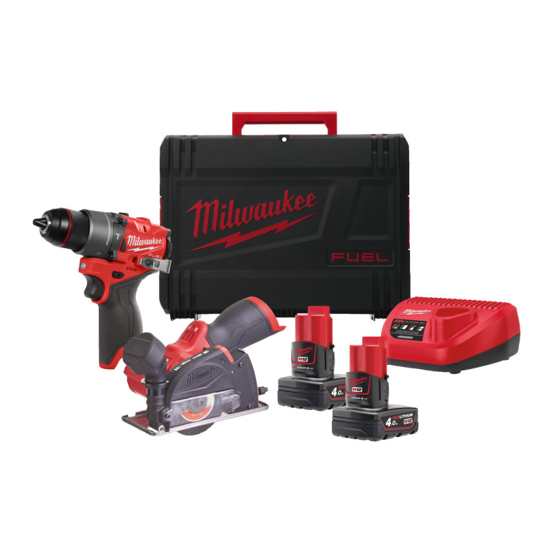 Milwaukee  12 V triecienurbjmašīnas un īpaši kompakta universālā griešanas instrumenta komplekts M12 FPP2G2-402X (2x4,0 Ah)