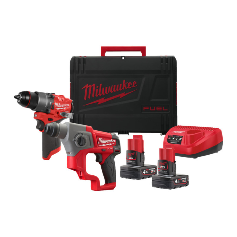 Milwaukee  12 V triecienurbjmašīnas un perforatora komplekts M12 FPP2F2-402X (2x4,0 Ah)