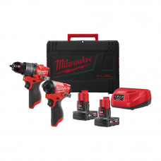 Milwaukee M12 triecienurbjmašīnas un impulsveida skrūvgrieža komplekts  FPP2A2-402X