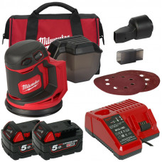 Milwaukee  M18™ 18V 125 mm ekscentriskā slīpmašīna BOS125-502B (2x5,0 Ah)