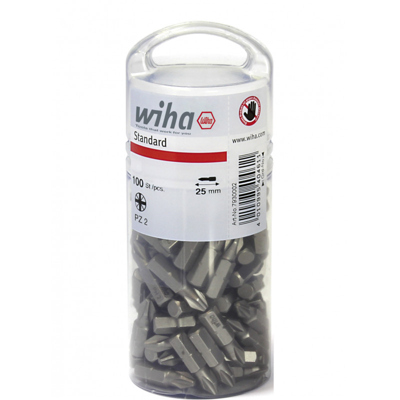 Wiha skrūvgrieža uzgaļi 90 gab.  Standard 25 mm Pozidriv PZ2, 1/4″