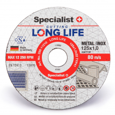 Abrazīvais griešanas disks metālam/INOX 125x1,0 mm Long Life