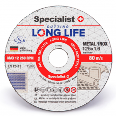 Abrazīvais griešanas disks metālam/INOX 125x1,6 mm Long Life