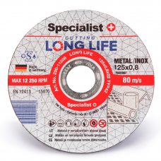 Abrazīvais griešanas disks metālam/INOX 125x0,8 mm Long Life
