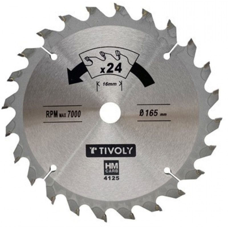 Tivoly Ripzāģa asmens 190x30x2.8/1.7mm, z24, 15°, (20mm adapteris), kokam