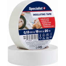 Specialist+ PVC elektriskā lente, balta, 0.13mmx19mm x 20m