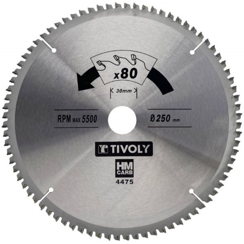 Tivoly Ripzāģa asmens 254x30x3.0/2.0mm, z80, 3°, cietam kokam