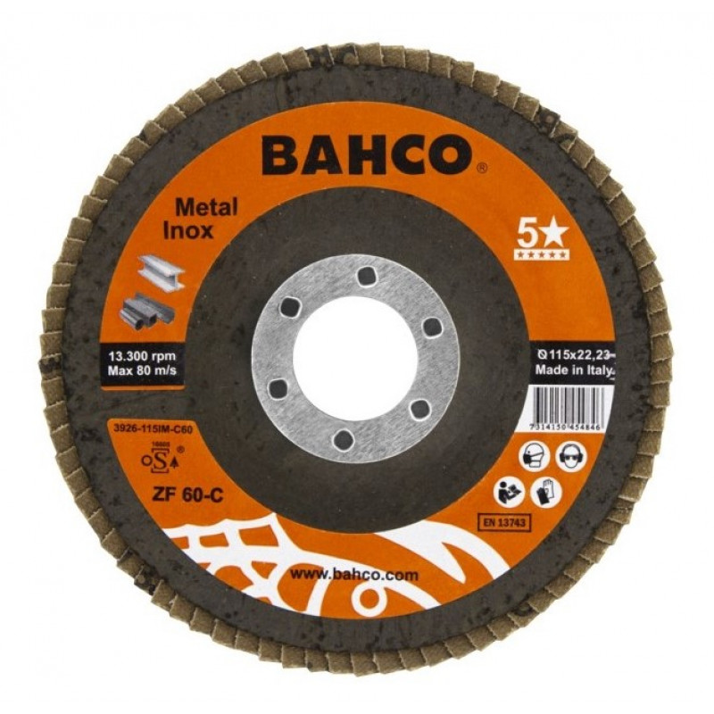 Bahco Vēdekļveida disks INOX+Fe P60 125x22.23mm