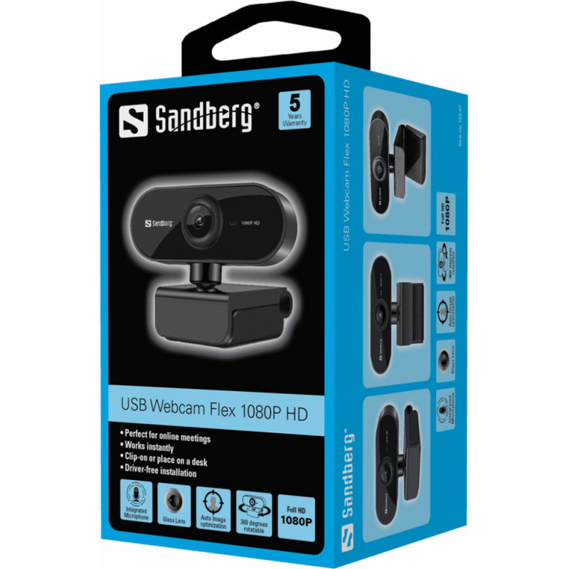Sandberg 133-97 USB Webcam Flex 1080P HD