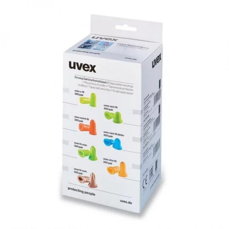 Uvex Earplugs Uvex com4-fit, orange, SNR: 33, Size S, without cord, refill box, 300 pairs