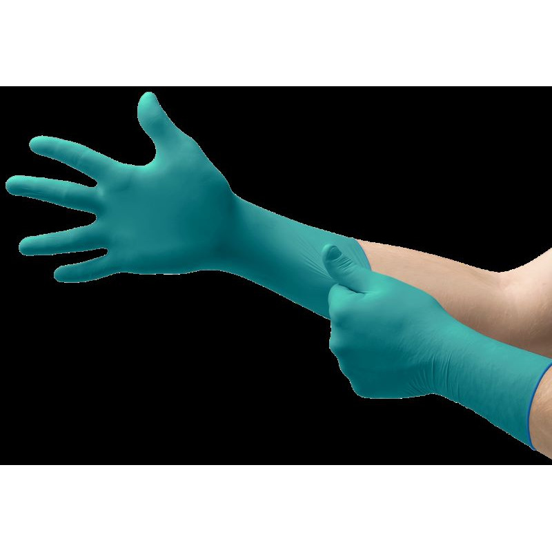 Ansell Disposable nitrile and neoprene gloves Ansell Microflex 93-260, size M (7,5-8), 50 pcs box,textured fingers, green, 0,20mm thick