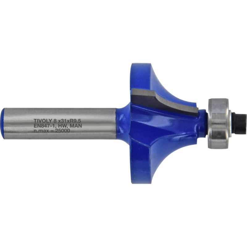 Tivoly Quarter round cutter with ball bearing, 44x15 mm, 8mm shank