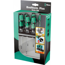 Wera Kraftform Plus LaserTip skrūvgriežu komplekts 6 gab, 335/350/355/6 + statīvs