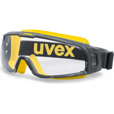 Uvex Safety goggles with perfect fit Uvex U-sonic, clear lens, supravision extreme (anfi scratch, anti fog) coating, reduced ventilation, grey/yellow. Rubber strap. Impact class B.