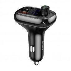 Baseus Bluetooth FM Modulator Car Quick Charger 12-24V 2xUSB + USB-C, Black