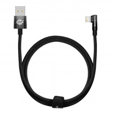 Baseus Kabelis USB A spraudnis - IP zibens spraudnis 90° leņķī 1,0 m 20 W 2,4 A, melns MVP Elbow BASEUS