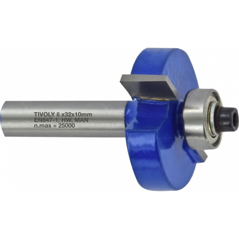 Tivoly Rabbeting cutter with ball bearing, 31.8x10 mm, 8mm shank