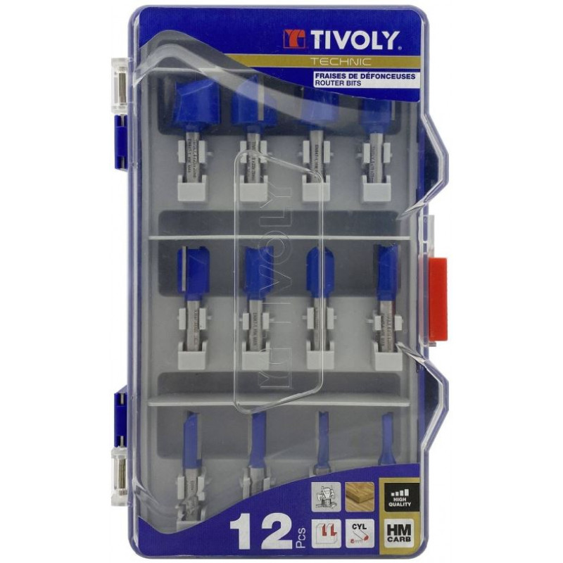 Tivoly Groove cutters set, 5-25mm, 8mm shank, 12 pcs