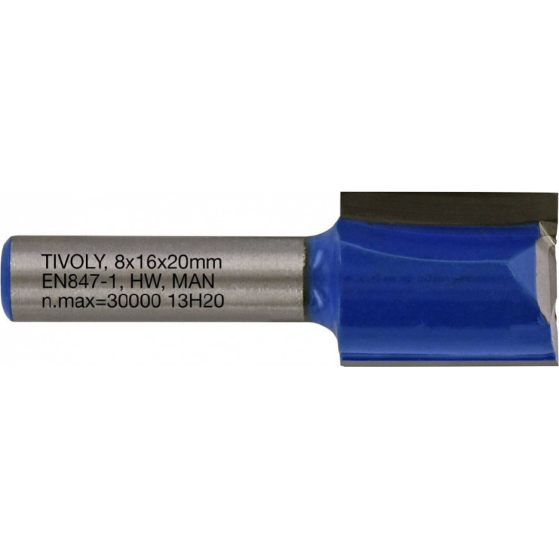 Tivoly Straight slot cutter, 16x8 mm, 8mm shank