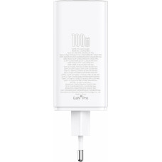Baseus Sienas ātrais lādētājs GaN6 Pro 100W 2xUSB-A + 2xUSB-C QC PD ar USB-C kabeli 1 m, balts