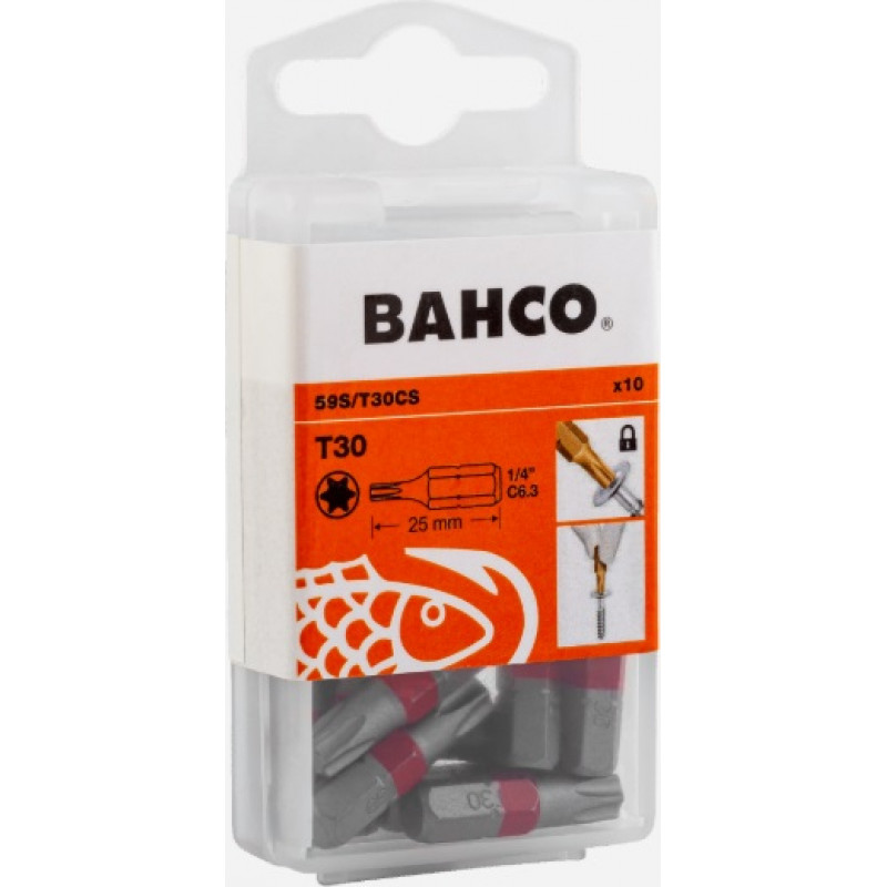 Bahco Bits Torx T30x25mm, conical, color coded, 10pcs