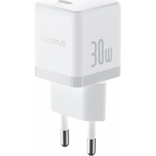 Baseus Sienas ātrais lādētājs Palm 30W USB-C QC3.0 PD3.0 ar USB-C kabeli 1 m, balts