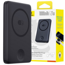 Baseus LiPo PowerBank 10000mAh 27W bezvadu QI + iWatch, ar magnētu Magsafe melns EnerFill FR11 BASEUS