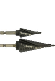Tivoly HSS step drill bits 2pcs - TiAlN coated - Helical - Split point - Hexa shank (Hanging box) / ØMin/Max : 4/20 + 4/30