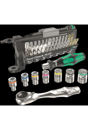 Wera Tool-Check PLUS 1, 39 vienību komplekts ar sprūdatslēgu un muciņām