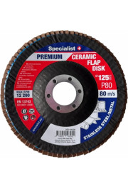Specialist+ Atlokšņu slīpēšanas disks 125 mm, P80, Keramiskais PREMIUM, SPECIALIST+