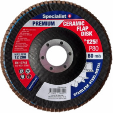 Specialist+ Atlokšņu slīpēšanas disks 125 mm, P80, Keramiskais PREMIUM, SPECIALIST+
