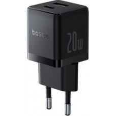 Baseus Sienas ātrais lādētājs Palm 20W USB + USB-C QC3.0 PD3.0 ar USB-C kabeli 1 m, melns