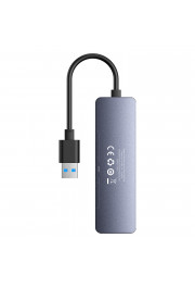 Baseus Sakabinātājs USB-A uz USB 3.0 4 porti + USB-C barošanas ports 15 cm, pelēks