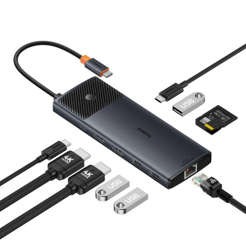 Baseus Dokēšanas stacija 1in10 USB C spraudnis - 2xHDMI RJ45 SD/TF USB3 BASEUS