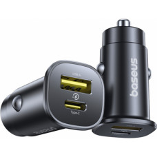 Baseus Auto ātrais lādētājs GoTrip 30W 12-24V USB-A + USB-C QC PD, melns