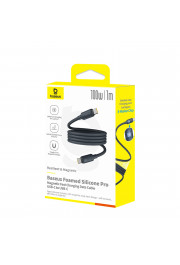 Baseus Kabelis USB C kontaktdakša - USB C kontaktdakša, 1m 100W magnētiskais putu silikons, melns BASEUS