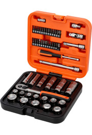 Bahco Standard and Deep sockets set 10-22mm + bits PH,PZ,HEX,TORX 53 pcs 3/8
