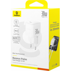 Baseus Sienas ātrais lādētājs Palm 30W USB-C QC3.0 PD3.0, balts