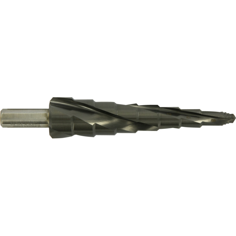 Tivoly XL HSS step drill bit - TiAlN coated - Helical - TSP - Three flat shank (Hanging box) / ØMin/Max : 8/22