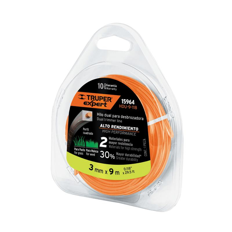 Truper Trimmera aukla 3,0 mm x 9 M, kvadrātveida, Truper®