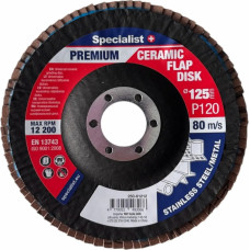 Specialist+ Atlokšņu slīpēšanas disks 125 mm, P120, Keramiskais PREMIUM, SPECIALIST+