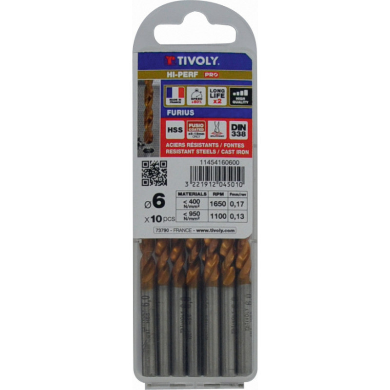 Tivoly FURIUS | HSS FUSIO fully ground jobber length drill. Split point. (Ø) 8 mm