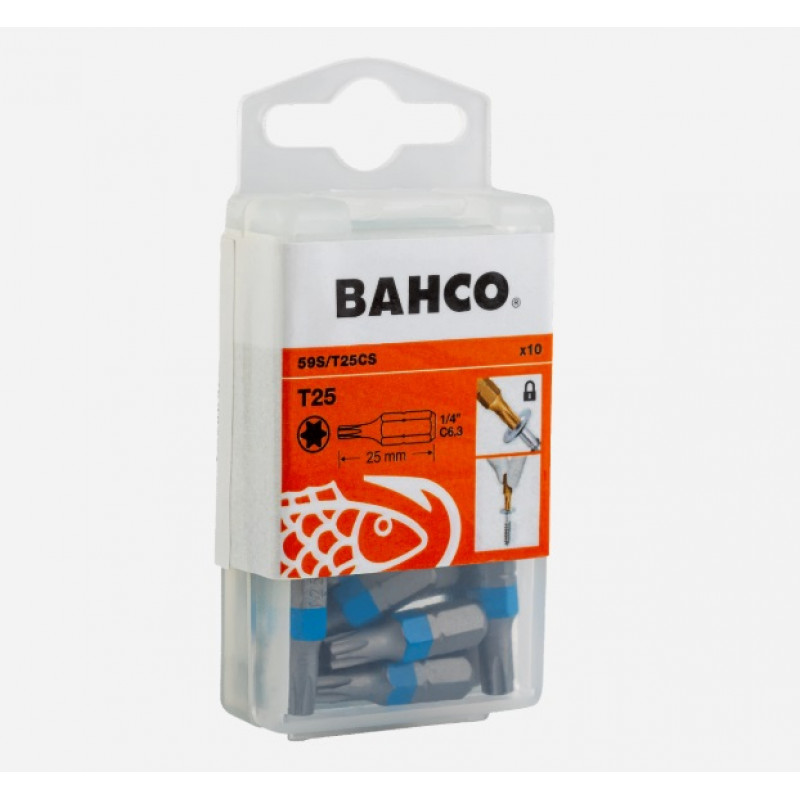 Bahco Bits Torx T25x25mm, conical, color coded, 10pcs