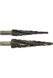 Tivoly XL HSS step drill bit set 2 pcs - TiAlN coated - Helical - TSP - Three flat shank (Hanging box) / ØMin/Max : 5/22