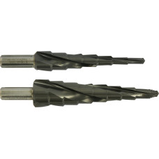 Tivoly XL HSS step drill bit set 2 pcs - TiAlN coated - Helical - TSP - Three flat shank (Hanging box) / ØMin/Max : 5/22