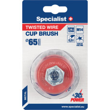 Specialist+ Nerūdijančio plieno vielos šepetys 65 mm. M14, SPECIALIST +